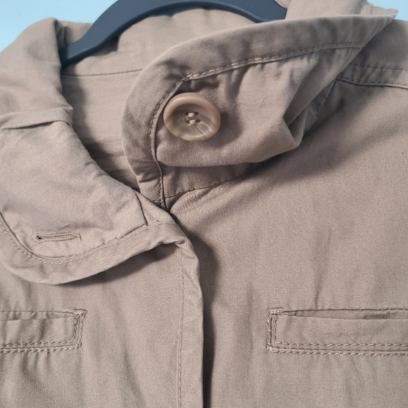 Mango Women's Tan Belted Cropped Button Down Utility Lightweight Jacket - Picture 3 of 6